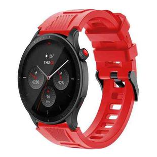 22mm Sports Style Steel Buckle Silicone Watch Band(Red)