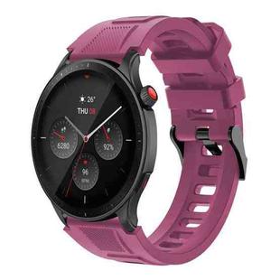 22mm Sports Style Steel Buckle Silicone Watch Band(Wine Red)