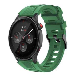 22mm Sports Style Steel Buckle Silicone Watch Band(Army Green)