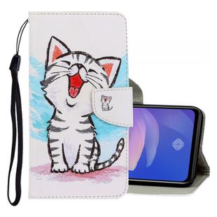 For Vivo S1 Pro 3D Colored Drawing Horizontal Flip PU Leather Case with Holder & Card Slots & Wallet(Red Mouth Cat)