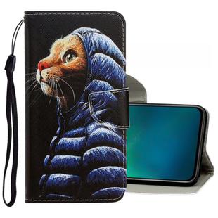 For Vivo V17 Pro 3D Colored Drawing Horizontal Flip PU Leather Case with Holder & Card Slots & Wallet(Down Jacket Cat)