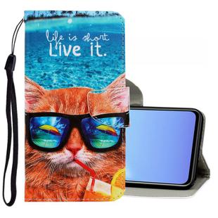 For Vivo V17 / V19 (Indonesia) 3D Colored Drawing Horizontal Flip PU Leather Case with Holder & Card Slots & Wallet(Underwater Cat)