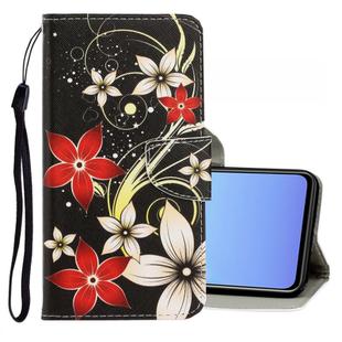 For Vivo V17 / V19 (Indonesia) 3D Colored Drawing Horizontal Flip PU Leather Case with Holder & Card Slots & Wallet(Red Flower)