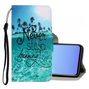 For Vivo V17 / V19 (Indonesia) 3D Colored Drawing Horizontal Flip PU Leather Case with Holder & Card Slots & Wallet(Blue Coconut Grove)