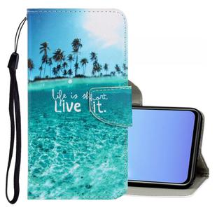 For Vivo V19 3D Colored Drawing Horizontal Flip PU Leather Case with Holder & Card Slots & Wallet(Coconut Tree)