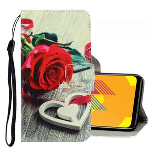 For Vivo Y11 (2019) 3D Colored Drawing Horizontal Flip PU Leather Case with Holder & Card Slots & Wallet(Red Rose)
