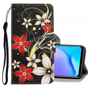 For Vivo Y17 / Y12 / Y15 3D Colored Drawing Horizontal Flip PU Leather Case with Holder & Card Slots & Wallet(Red Flower)