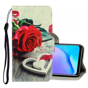 For Vivo Y17 / Y12 / Y15 3D Colored Drawing Horizontal Flip PU Leather Case with Holder & Card Slots & Wallet(Red Rose)