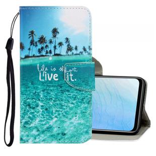 For Vivo Y19 3D Colored Drawing Horizontal Flip PU Leather Case with Holder & Card Slots & Wallet(Coconut Tree)
