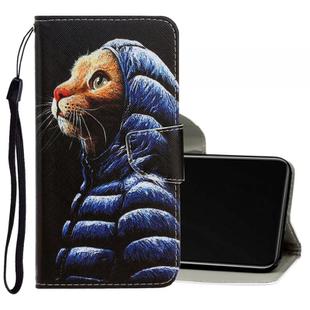 For Vivo Y50 / Y30 3D Colored Drawing Horizontal Flip PU Leather Case with Holder & Card Slots & Wallet(Down Jacket Cat)