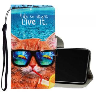 For Vivo Y50 / Y30 3D Colored Drawing Horizontal Flip PU Leather Case with Holder & Card Slots & Wallet(Underwater Cat)