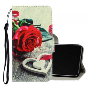 For Vivo Y50 / Y30 3D Colored Drawing Horizontal Flip PU Leather Case with Holder & Card Slots & Wallet(Red Rose)