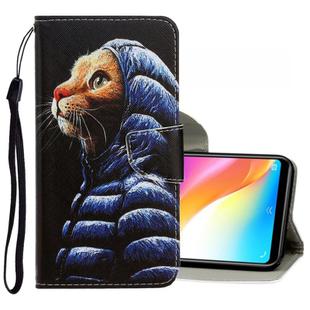 For Vivo Y91 / Y95 / Y91i 3D Colored Drawing Horizontal Flip PU Leather Case with Holder & Card Slots & Wallet(Down Jacket Cat)