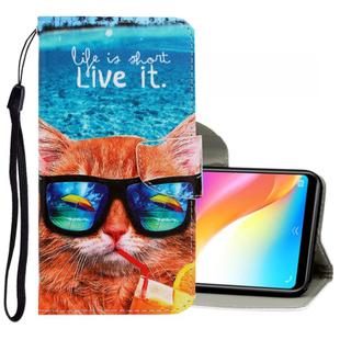For Vivo Y91 / Y95 / Y91i 3D Colored Drawing Horizontal Flip PU Leather Case with Holder & Card Slots & Wallet(Underwater Cat)