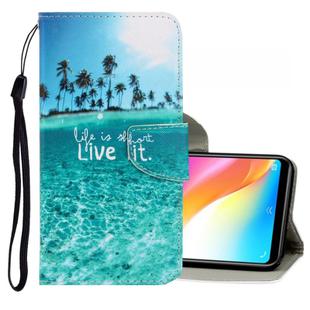 For Vivo Y91 / Y95 / Y91i 3D Colored Drawing Horizontal Flip PU Leather Case with Holder & Card Slots & Wallet(Coconut Tree)
