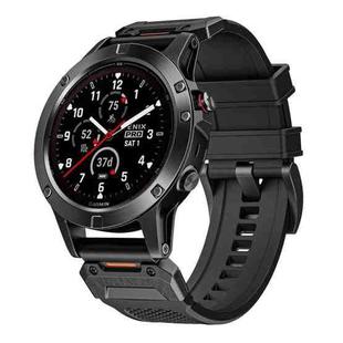 For Garmin Fenix 7X Steel Buckle Rubber Quick Release Watch Band(Black)