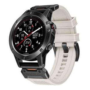 For Garmin Fenix 7X Steel Buckle Rubber Quick Release Watch Band(Starlight)