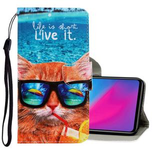 For Vivo Y91C  3D Colored Drawing Horizontal Flip PU Leather Case with Holder & Card Slots & Wallet(Underwater Cat)