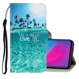 For Vivo Y91C  3D Colored Drawing Horizontal Flip PU Leather Case with Holder & Card Slots & Wallet(Coconut Tree)