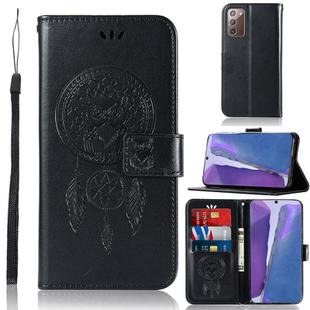 For Samsung Galaxy Note 20 Wind Chime Owl Embossing Pattern Horizontal Flip Leather Case, with Holder & Card Slots & Wallet(Black)