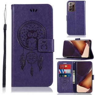 For Samsung Galaxy Note 20 Ultra Wind Chime Owl Embossing Pattern Horizontal Flip Leather Case, with Holder & Card Slots & Wallet(Purple)