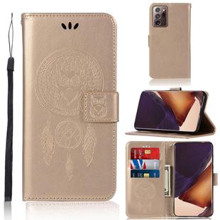For Samsung Galaxy Note 20 Ultra Wind Chime Owl Embossing Pattern Horizontal Flip Leather Case, with Holder & Card Slots & Wallet(Rose Gold)