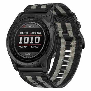 For Garmin Fenix 7X Nylon Canvas Quick Release Watch Band(Black Grey)