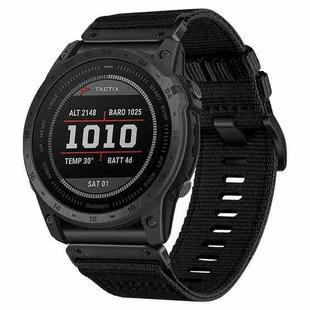 For Garmin Fenix 7X Nylon Canvas Quick Release Watch Band(Black)