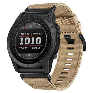 For Garmin Fenix 7X Nylon Canvas Quick Release Watch Band(Khaki)