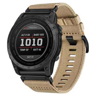 For Garmin Fenix 7 Nylon Canvas Quick Release Watch Band(Khaki)