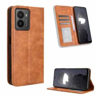 For HMD Fusion 5G Magnetic Buckle Retro Texture Leather Phone Case(Brown)