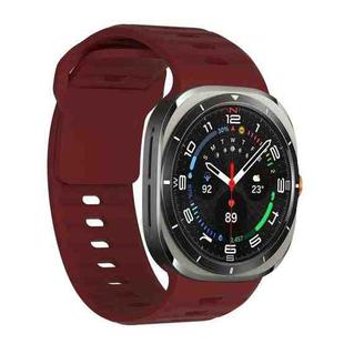 For Samsung Galaxy Watch Ultra 47mm Wavy Texture Silicone Watch Band(Wine Red)