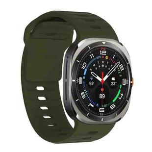 For Samsung Galaxy Watch Ultra 47mm Wavy Texture Silicone Watch Band(Army Green)