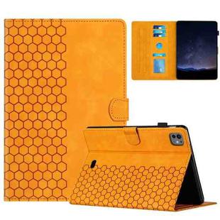 For iPad Pro 11 2024 / Air 10.9 2022 Honeycomb Embossed Leather Smart Tablet Case(Yellow)