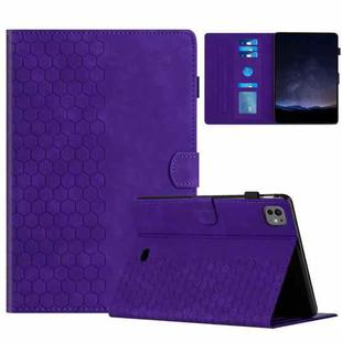 For iPad Pro 11 2024 / Air 10.9 2022 Honeycomb Embossed Leather Smart Tablet Case(Purple)