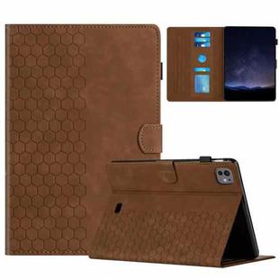 For iPad Pro 11 2024 / Air 10.9 2022 Honeycomb Embossed Leather Smart Tablet Case(Brown)