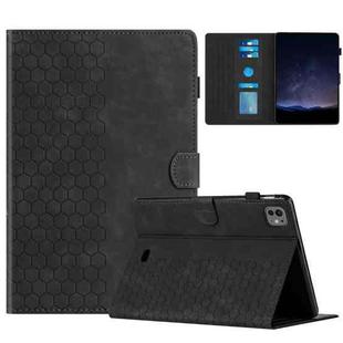 For iPad Pro 11 2024 / Air 10.9 2022 Honeycomb Embossed Leather Smart Tablet Case(Black)