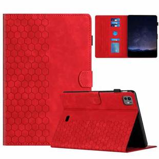 For iPad Pro 11 2024 / Air 10.9 2022 Honeycomb Embossed Leather Smart Tablet Case(Red)