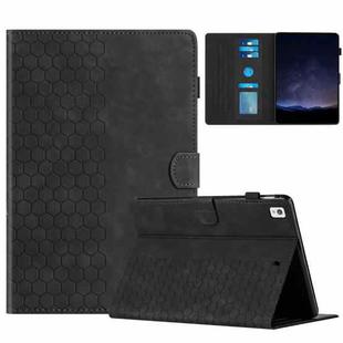 For iPad 10.2 2021 / 2020 / 10.5 2019 Honeycomb Embossed Leather Smart Tablet Case(Black)