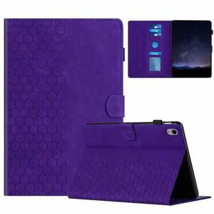 For iPad mini 6 Honeycomb Embossed Leather Smart Tablet Case(Purple)