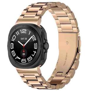 For Samsung Galaxy Watch Ultra 47mm Three Beads Stainless Steel Watch Band(Rose Gold)