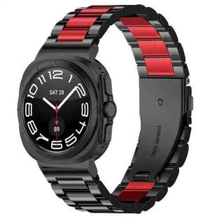 For Samsung Galaxy Watch Ultra 47mm Three Beads Stainless Steel Watch Band(Black Red Black)