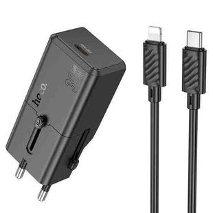 hoco AC25 Mini Single Port PD30W Universal Travel Charger with Type-C to 8 Pin Cable(Black)