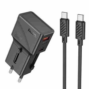 hoco AC24 Mini PD25W QC3.0 Universal Travel Charger with Type-C to Type-C Cable(Black)