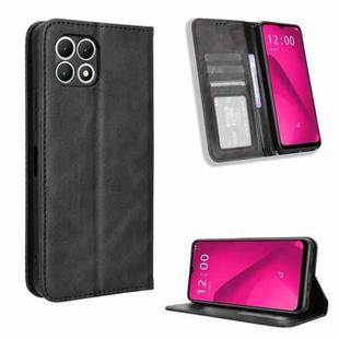 For T-Mobile Revvl 7 5G Magnetic Buckle Retro Texture Leather Phone Case(Black)