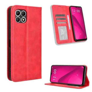 For T-Mobile Revvl 7 5G Magnetic Buckle Retro Texture Leather Phone Case(Red)