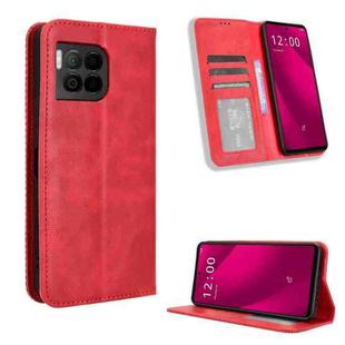 For T-Mobile Revvl 7 Pro 5G Magnetic Buckle Retro Texture Leather Phone Case(Red)