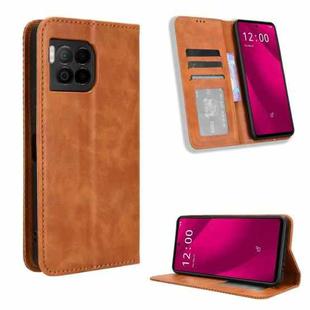 For T-Mobile Revvl 7 Pro 5G Magnetic Buckle Retro Texture Leather Phone Case(Brown)