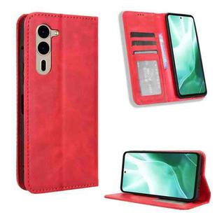 For Fujitsu Arrows We2 Plus Magnetic Buckle Retro Texture Leather Phone Case(Red)