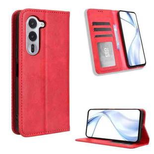 For Fujitsu Arrows Alpha F-51F Magnetic Buckle Retro Texture Leather Phone Case(Red)